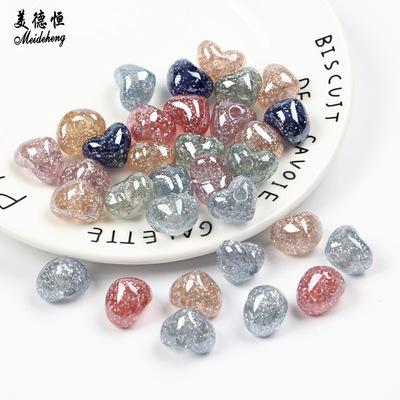 DIY方型银粉珠韩款饰品配件桃心珠圆珠方珠 头绳发饰材料串珠散珠