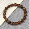 Pulseira de contas de diamante de jacarandá preto, contas cilíndricas personalizadas, contas budistas, pulseira de sândalo, joias para homens e mulheres, acessórios de mão para casais
