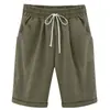 Shorts Casuais de Algodão e Linho de Cor Sólida, Ajuste Solto, Tamanho Plus, Primavera e Verão do Sudeste Asiático, Cintura Elástica, Comércio Exterior Atacado