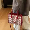 Bolso de Boda Elegante de Moda de Gran Capacidad para Mujer 2025 Nuevo Lona Tendencia Bolso de Mano Rojo Bolso Tote de Hombro