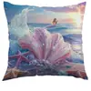 Funda de almohada de perla en una concha, superventas transfronterizo de Amazon de Ocean Waves, funda de almohada para sofá