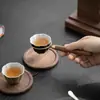 Conjunto de Porta-Copos de Madeira para Cerimônia do Chá Madeira de Nogueira Porta-Copos de Chá Kung Fu Café com Função de Suporte para Celular Conjunto de Porta-Copos