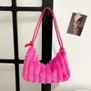 Bolsa de pelúcia para axila, novo estilo coreano, bolsa de ombro de alta qualidade, bolsa peluda simples e fashion para outono e inverno, bolsa de ombro única tipo bolinho para mulheres