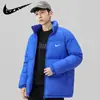 Jaqueta de Inverno Branca com Penas de Pato Masculina Transfronteiriça Jaqueta de Inverno Curta Grossa Quente para Jovens Masculinos Jaqueta de Casal Feminina