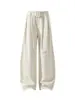Outono de 2026 Novo Estilo Base Branca Imitação de Linho Estilo Old Money Calça de Perna Curva M-5XL HK261211-Especial P22