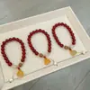 Pulsera de Ágata Roja Natural para Mujer, Pulsera con Colgante de Loto de Calcedonia Estilo Étnico Vintage, Pulsera de Cuentas de Moda, Buena Suerte y Prosperidad