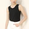 Chaleco modal de verano para mujer, nuevo chaleco de color liso con parte inferior holgada francesa sin mangas y cuello redondo.