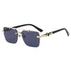 Gafas de Sol sin Montura de Doble Puente Estilo Nuevo Moda Europea y Americana Gafas de Sol para Conducir para Hombres 3160