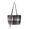 Bolsa de lã xadrez retrô feminina nova bolsa de ombro de lã grande capacidade casual para o dia a dia bolsa tote portátil bolsa feminina