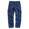 Calças Masculinas de Algodão Transfronteiriças, Calças Casuais da Moda para o Trabalho, Calças Masculinas Oversized com Bolsos Grandes, Calças Versáteis da Moda de Cor Sólida com Corte Reto