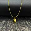Joyas de Acero Dorado de Venta Caliente de Amazon Estilo Europeo y Americano Colgante de 26 Letras Collar de Cadena Hueso de Serpiente Hecho de Acero Inoxidable