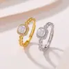 Anillo Cuadrado de Moissanita con Espiga de Trigo de Plata de Ley S925 de Yuebao Jewelry, Anillo Elegante Ajustable de Nicho de Lujo Ligero al por Mayor