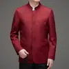 Traje Zhongshan Estilo Nuevo Primavera y Otoño 2026, Traje Occidental Estilo Nacional, Traje de Cuello Alto para Persona de Mediana Edad, Ropa Formal Estilo Chino, Traje Tang, Atuendo de Papá, Chaqueta