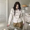 Cardigan de punto casual perezoso versátil tejido con jacquard dulce suave estilo coreano chic para otoño e invierno que reduce la edad
