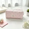 Estuche de lápices de lunares estilo coreano, bolsa de almacenamiento de tela linda y de tono cremoso, elegante y atractiva, perfecta para niñas jóvenes, una bolsa de lona de mano