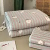 Conjunto de Colcha/Capa de Edredom Estilo Coreano Dupla Face 100% Algodão Conjunto de Três Peças Lavável à Máquina Acolchoado Enchido Lençol Antiderrapante Capa para Tatami Kang