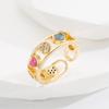 Anillo de Zircón de Color Oro Cobre Chapado en Oro de Lujo Ligero y Moderno Transfronterizo Europeo y Americano, Moda para Mujer, Versátil, Anillo de Alta Gama en stock