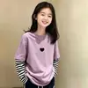 Conjunto de otoño para niña, camiseta de manga larga patchwork, nuevo estilo primavera y otoño 2026, top interior para niñas de talla mediana y grande