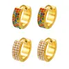 Oumika Otoño e Invierno Nuevo Gymnolium Donut Acero Inoxidable Circonita Pendientes Temperamento Chapado PVD Oro Verdadero 18K Pendientes