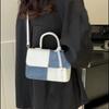 Diseño nicho costuras color contraste bolso cuadrado pequeño femenino 2023 nueva textura bolso de mensajero simple moda bolso de hombro