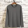 Camiseta de Manga Larga Pesada 180g Color Sólido Interior Casual Personalizada Algodón Camisa Cultural Cuello Redondo Otoño Holgada Camiseta Básica