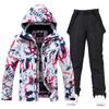 Novo traje de esqui masculino e feminino, conjunto de calças de snowboard duplas, estilo coreano, quente e espesso