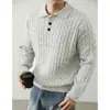 Suéter de Tricô com Ponto Trançado de Cor Sólida de Alta Qualidade para Homens, Espessado e Quente, Novo Estilo Outono e Inverno, Adequado como Camada Interna ou Camisa Base