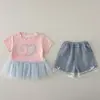 Conjunto Dulce de Camiseta de Verano 2026 para Niñas, Vestido Elegante y Conjunto de Dos Piezas de Manga Corta para Niñas Pequeñas