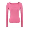 Camiseta Rosa de Manga Larga Falsa de Dos Piezas para Mujer Otoño 2025 Nueva Nicho Sexy Adelgazante Look Camiseta Base Top con Hombros Descubiertos