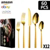 Nuevo Mango Cuadrado de Acero Inoxidable para Amazon Transfronterizo, Juego de 20/30/40/60 Piezas, Vajilla Occidental, Cuchillo para Filete, Tenedor y Cuchara