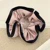 Estilo Coreano Estilo Perezoso Borde Negro Satén Gama Alta Goma para el Cabello Diadema Elegante Bola Cuerda para Cola de Caballo Femenina