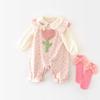 Blusa de alças fofa para bebê, roupa de primavera e outono para bebê, conjunto com calças internas fofas