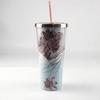 Guofeng Creativo 600ml Taza con Tubo de Succión Tapa de Diamante Taza de Agua de Doble Pared Taza de Plástico Taza de Regalo Creativa Inserción de Papel Lote de Fábrica