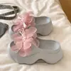 Zapatos de Hada de Moda con Suelas Gruesas, Sandalias de Plataforma, Sandalias de Playa Florales Estilo Francés de Perlas 2026