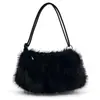 Bolsa de Pelúcia Outono/Inverno Novo Estilo Bolsa Transversal Feminina Bolsa de Ombro Casual de Pele Sintética de Raposa Grande Capacidade Bolsa para Ombro para o Dia a Dia