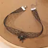 Nz3633 Cadena de Cuello de Correa Europea y Americana Transfronteriza Estilo Punk Estilo Oscuro Gargantilla Colgante de Lazo Collar para Mujer Joyería