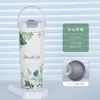 Taza Termo con Revestimiento Interior de Cerámica, Taza Portátil de Alta Apariencia con Popote, Taza de Café de Acero Inoxidable, Taza de Hielo Grande para Coche