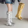Botas largas de moda para otoño e invierno 2026, de importación, con cremallera lateral, tacón cuadrado y punta cuadrada pequeña, botas de talla grande para mujer para piernas bonitas, talla 46