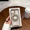 Funda de teléfono magnética con soporte de anillo giratorio para Samsung S24 borde de color transparente S23FE tendencia A55 cartón A15
