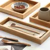 Bandeja de Frutas de Bambú y Madera para Sala de Estar, Bandeja de Té, Nueva Bandeja de Bambú Estilo Japonés, Bandeja Rectangular de Madera para Juego de Té Casero
