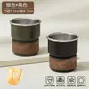 Copo para Enxaguante Bucal de Aço Inoxidável 304, Copo para Escova de Dentes, Copo Odontológico para Casal, Porta-Escova de Dentes, Caixa de Armazenamento, Porta-Copos de Madeira Maciça