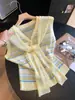 Cárdigan de Punto Retro a Rayas y Bloques de Color con Cuello, Estilo Coreano Perezoso y Relajado para Mujer, Nuevo Chaleco sin Mangas de Verano