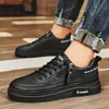 Zapatos de Hombre de Moda, Nuevas Zapatillas de Cuero Casuales de Moda de Verano, Zapatos Deportivos Versátiles para Estudiantes, Zapatos de Moda Coreanos con Cremallera Lateral, Venta al por Mayor