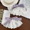 Pinza para el pelo de lazo de encaje morado suave con adornos de perlas, accesorio para el pelo Lolita, pinza lateral doble para coletas de niña dulce, añade un toque de atmósfera