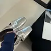 Design Estilo Coreano, Estilo Nicho e Preguiçoso, Cor Prata, Salto Escondido, Meia-Chinelos Fechados para Mulheres, Primavera e Verão, Solado Macio, Confortáveis, Não Cansativos, Chinelos Frescos
