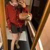 Elegante y chic cárdigan de punto estilo francés con ribete de encaje, con un diseño juvenil, lazo en forma de corazón y detalles de amarre para mujer