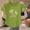 Comercio exterior transfronterizo~Camisetas de verano de manga corta con descuento de alta gama para mujeres de mediana edad y mayores, tops holgados de talla grande para madres