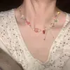 2026 Nuevo Collar de Perlas de Estrella de Manzana de Color Dopamina de Moda Cadena de Clavícula Colorida de Verano de Lujo Ligero de Nicho