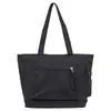 Bolsa tote de nylon leve para outono e inverno, com vários bolsos laterais, um compartimento com zíper e uma alça de ombro, adequada para estudantes e pessoas que se deslocam para o trabalho, com grande capacidade