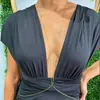 Corrente de Corpo Integrada para Peito e Cintura em Corrente de Metal Estilo Europeu e Americano, Acessório de Corrente de Peito Estilo Verão Praia Férias Menina Hot